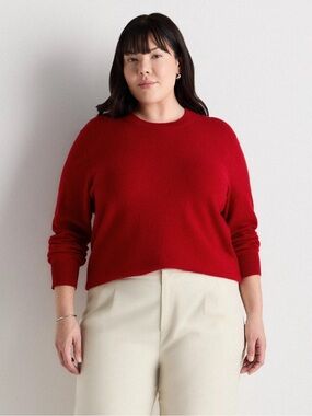 Quince Mongolian Cashmere Crewneck Sweater Plus Size 2X Varsity Red Quiet Luxury